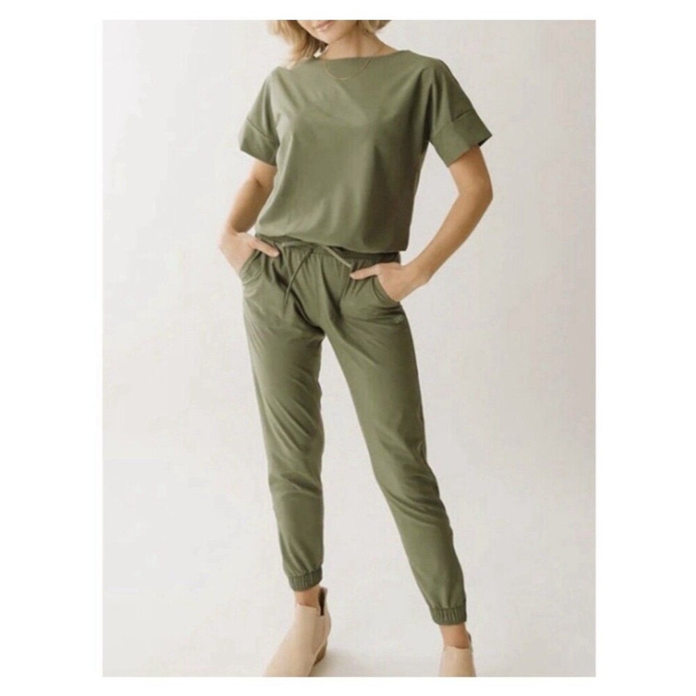 Albion Everyday Jumpsuit Sage Green Quick Dry Short Sleeve One Piece Women’s XL